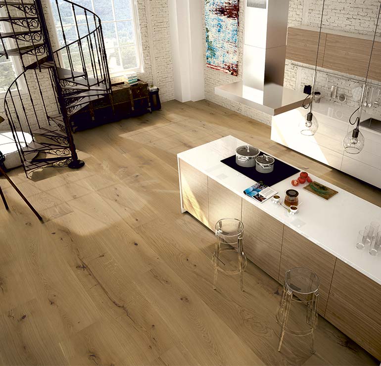 Raumbild Landhausdiele Eiche Rustic XL von Woodline Parquetry | Der Parkett Riese Köln